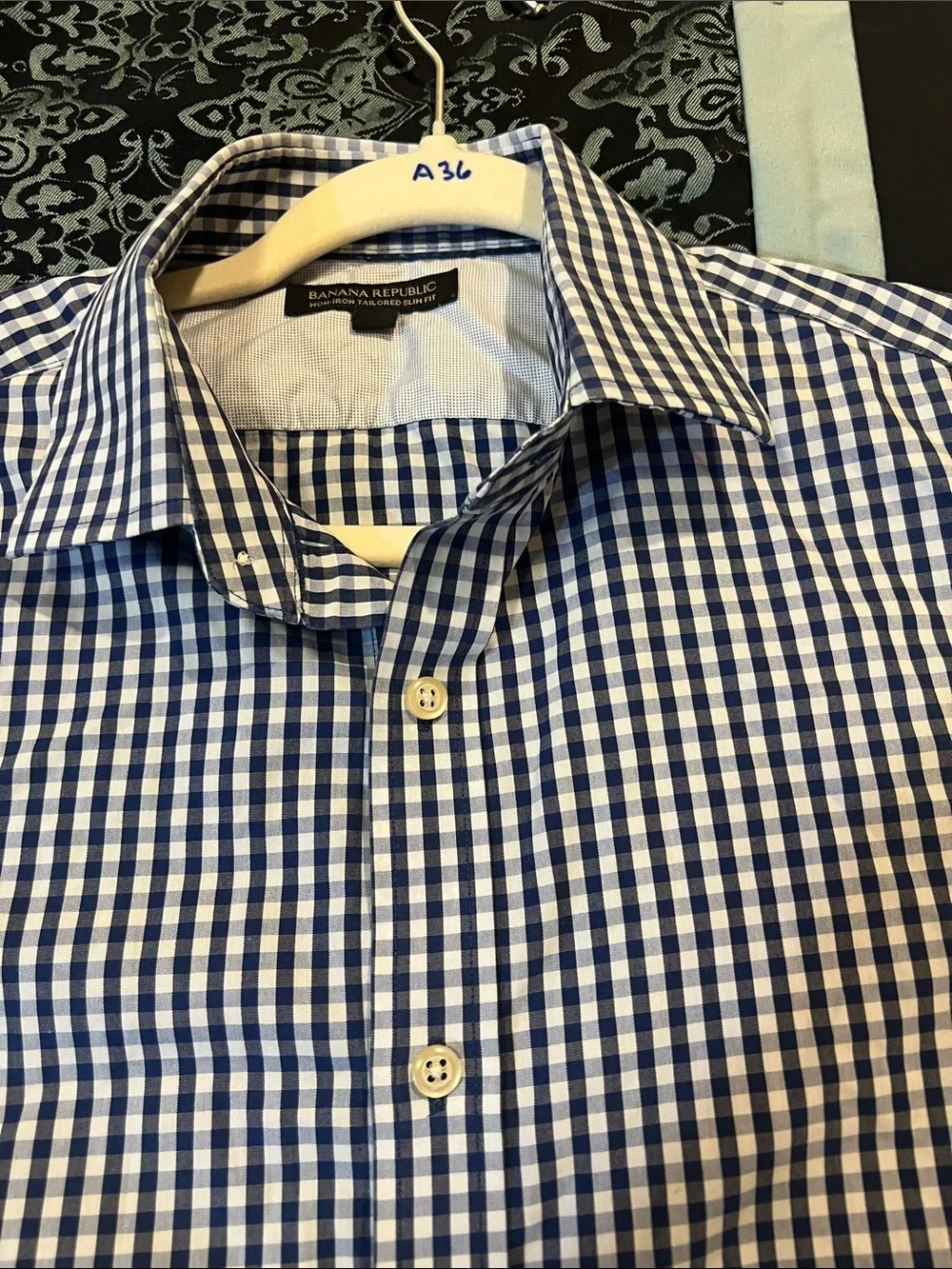 Banana Republic Blue and White Gingham Dress Shirt